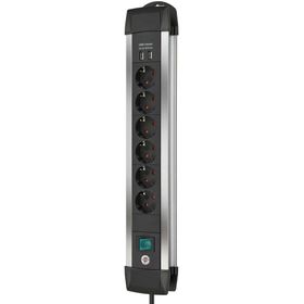 Brennenstuhl Premium Alu-line Serisi 6 Soketli 2 USB 3 m Uzatma Priz