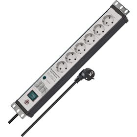 Brennenstuhl Premium Alu Line Serisi 6 Soketli 2 x USB 3 m Siyah Gri Priz Uzatma Kablosu