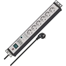 Brennenstuhl Premium Alu Line Serisi 6 Soketli 2 x USB 3 m Siyah Gri Priz Uzatma Kablosu