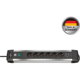Brennenstuhl Premium Alu Line Serisi 6 Soketli 2 x USB 3 m Siyah Gri Priz Uzatma Kablosu