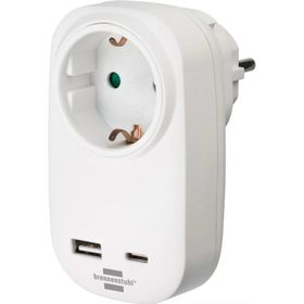 Brennenstuhl Premium Serisi Tek Soketli 1 Type-C 1 USB 18W Hızlı Şarj Özellikli Şarj Korumalı Priz