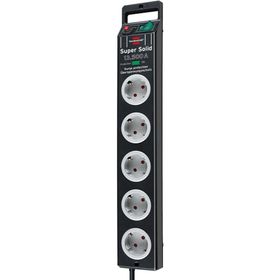 Brennenstuhl Super Solid Serisi 5 Soketli 2.5 m 13.500 mAh Siyah Akım Korumalı Priz