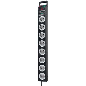 Brennenstuhl Super Solid Serisi 8 Soketli 2.5 m 13.500 mAh Siyah Akım Korumalı Priz