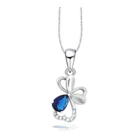 Brezza Lusso Diamond Serisi Safir Damla Kalp Çiçek Gümüş Kadın Kolye