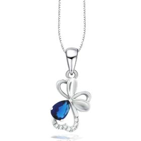 Brezza Lusso Diamond Serisi Safir Damla Kalp Çiçek Gümüş Kadın Kolye