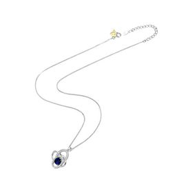 Brezza Lusso Diamond Serisi Safir Tektaş Girdap Stylish/Night Gümüş Kadın Kolye