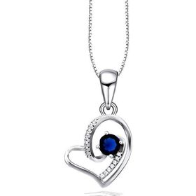 Brezza Lusso Diamond Serisi Safir Tektaş Kalp Stylish/Night Gümüş Kadın Kolye