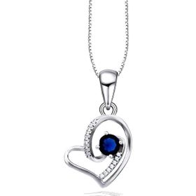 Brezza Lusso Diamond Serisi Safir Tektaş Kalp Stylish/Night Gümüş Kadın Kolye