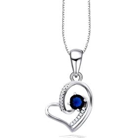Brezza Lusso Diamond Serisi Safir Tektaş Kalp Stylish/Night Gümüş Kadın Kolye