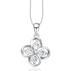 Brezza Lusso Luck Serisi Flower Dört Tektaş Yonca Model Gümüş Kadın Kolye