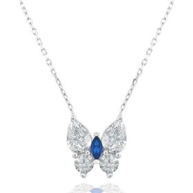 Brezza Lusso Safir Işıltılı Diamond Sevgi Kelebeği 45 cm Kadın Gümüş Kolye