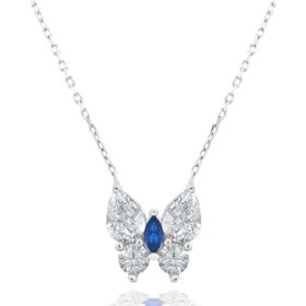Brezza Lusso Safir Işıltılı Diamond Sevgi Kelebeği 45 cm Kadın Gümüş Kolye