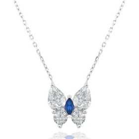 Brezza Lusso Safir Işıltılı Diamond Sevgi Kelebeği 45 cm Kadın Gümüş Kolye