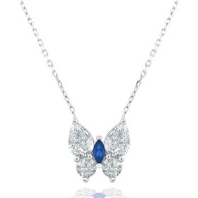 Brezza Lusso Safir Işıltılı Diamond Sevgi Kelebeği 45 cm Kadın Gümüş Kolye