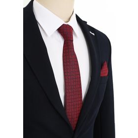 Brianze B0024 Bordo Lacivert Kare Desen Erkek Kravat Mendil Set