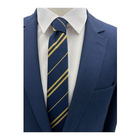 Brianze HRY-3 Lacivert Sarı Çizgili Slim Erkek Kravat