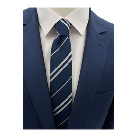 Brianze HRY-5 Lacivert Beyaz Çizgili Slim Erkek Kravat