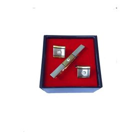 Brianze KD-78 Altın Sarısı Renk Taşlı Kol Düğmesi ve Kravat İğnesi Set