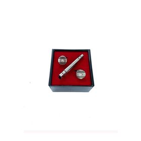 Brianze KD-81 Gümüş Renk Kol Düğmesi ve Kravat İğnesi Set