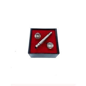 Brianze KD-81 Gümüş Renk Kol Düğmesi ve Kravat İğnesi Set