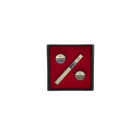 Brianze KD-87 Gümüş Renk Kol Düğmesi ve Kravat İğnesi Set