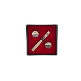 Brianze KD-87 Gümüş Renk Kol Düğmesi ve Kravat İğnesi Set
