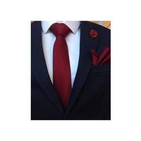 Brianze KMC-1 Bordo Kravat Mendil Yaka Çiçeği Set