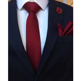 Brianze KMC-1 Bordo Kravat Mendil Yaka Çiçeği Set
