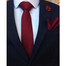 Brianze KMC-1 Bordo Kravat Mendil Yaka Çiçeği Set