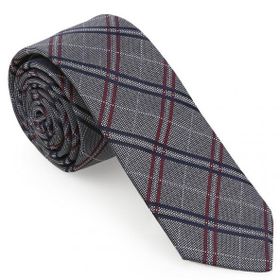 Brianze SKAF-1 Gri Ekose Desen Slim Kravat