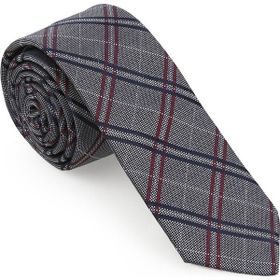 Brianze SKAF-1 Gri Ekose Desen Slim Kravat