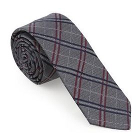 Brianze SKAF-1 Gri Ekose Desen Slim Kravat