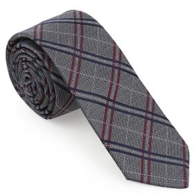 Brianze SKAF-1 Gri Ekose Desen Slim Kravat