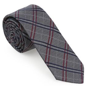 Brianze SKAF-1 Gri Ekose Desen Slim Kravat
