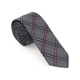 Brianze SKAF-1 Gri Ekose Desen Slim Kravat