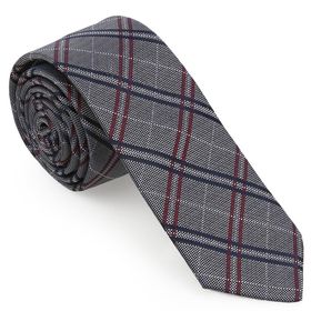 Brianze SKAF-1 Gri Ekose Desen Slim Kravat