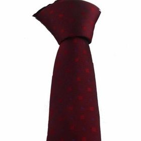 Brianze SKP-10 Bordo Nokta ve Kare Desenli Slim Kravat