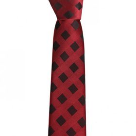 Brianze SKS-3 Siyah Kareli Bordo Slim Kravat