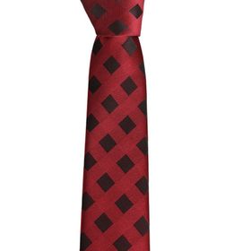 Brianze SKS-3 Siyah Kareli Bordo Slim Kravat
