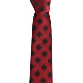 Brianze SKS-3 Siyah Kareli Bordo Slim Kravat