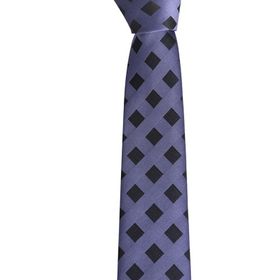 Brianze SKS-7 Siyah Kareli Açık Mor Slim Kravat