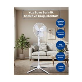 Bright BE-4116 Elegance 16 Katlanabilir Ayaklı Beyaz Standlı Vantilatör