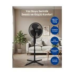Bright BE-4116 Elegance 16 Siyah Katlanabilir Ayaklı Standlı Vantilatör