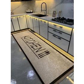 Brillant 100x230 cm Kahverengi Baiter Model Lateks Deri Taban Saçaklı Mutfak Halısı