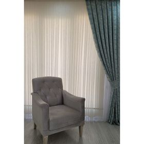 Brillant İnce Çizgili Etek Kurşunlu 1/2.5 Pile Ekru 150x255 cm Tül Perde