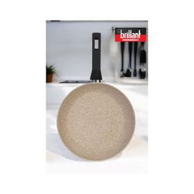 Brillant Lüks Granit 24 cm Krem Tava Yanmaz Yapışmaz Tava