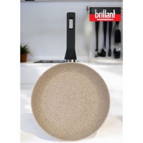 Brillant Lüks Granit 24 cm Krem Tava Yanmaz Yapışmaz Tava