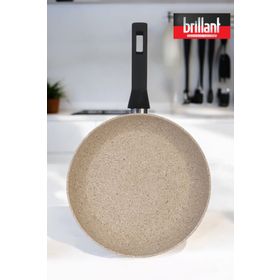 Brillant Lüks Granit 24 cm Krem Tava Yanmaz Yapışmaz Tava
