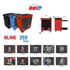 Brio 6 Çekmece Bline 259 Parça Mavi Dolu Hareketli Takım Dolabı