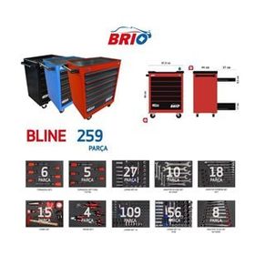 Brio 6 Çekmece Bline 259 Parça Mavi Dolu Hareketli Takım Dolabı